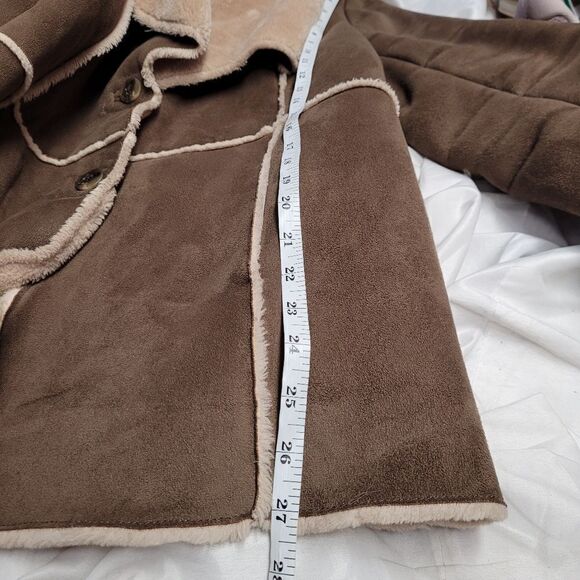 J JILL jacket vegan faux suede shearling‎ tan coat M - Picture 9 of 10